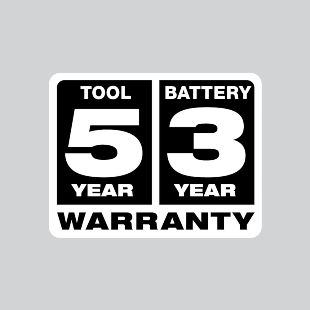 Warranty - Tool: 5 Year, Battery 3 Year