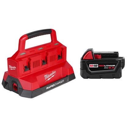 M18™ PACKOUT™ Six Bay Rapid Charger & M18™ REDLITHIUM™ XC 5.0Ah Extended Capacity Battery Pack Bundle
