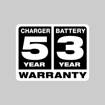 Warranty: Charger 5 Year, Battery 3 Year