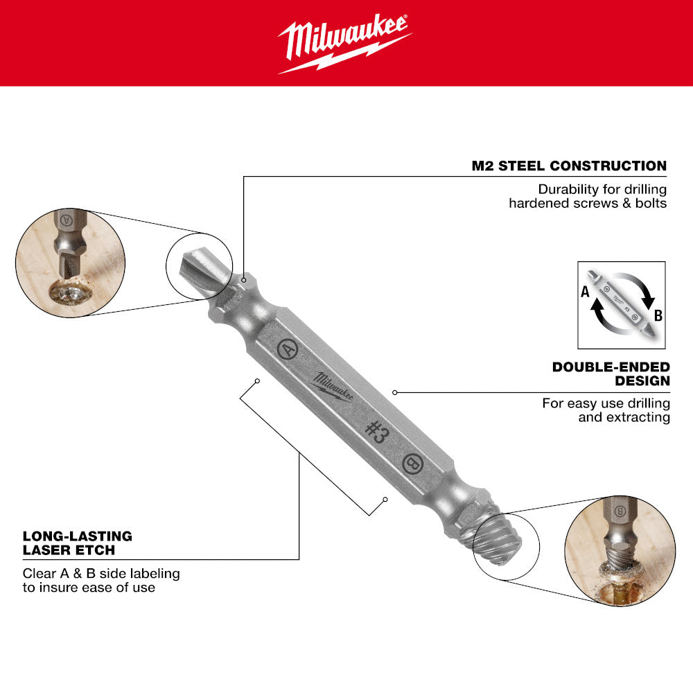 M2 Steel Screw Extractor Set 4PC