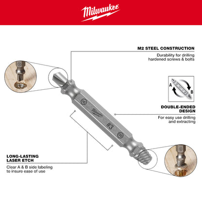 M2 Steel Screw Extractor Set 4PC