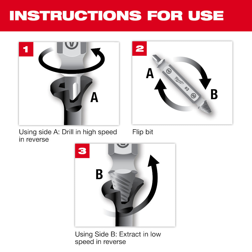 M2 Steel Screw Extractor Set 4PC