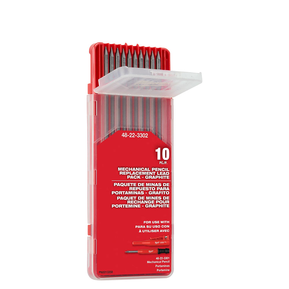 Red packaging of mechanical pencil lead refills with white text on a white background