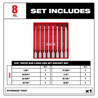 8-piece socket set with storage tray on a white background