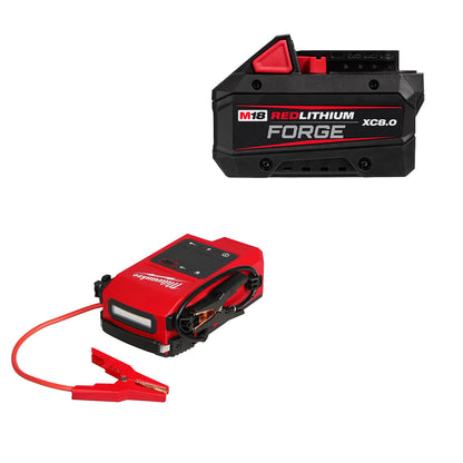 Milwaukee M18 HOTSHOT Jump Starter & M18™ REDLITHIUM™ FORGE™ XC8.0 Battery Pack Bundle