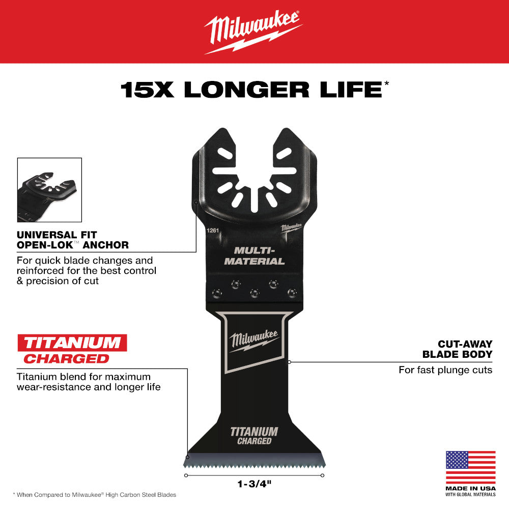 OPEN-LOK™ 1-3/4" TITANIUM CHARGED™ Bi-Metal Multi-Material Multi-Tool Blades (10 PK)