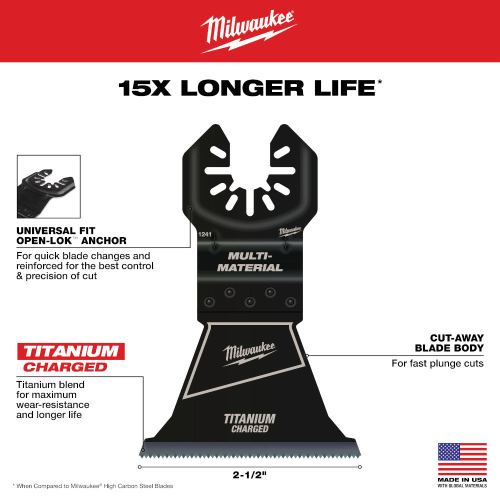 OPEN-LOK™ 2-1/2" TITANIUM CHARGED™ Bi-Metal Multi-Material Multi-Tool Blades (10 PK)