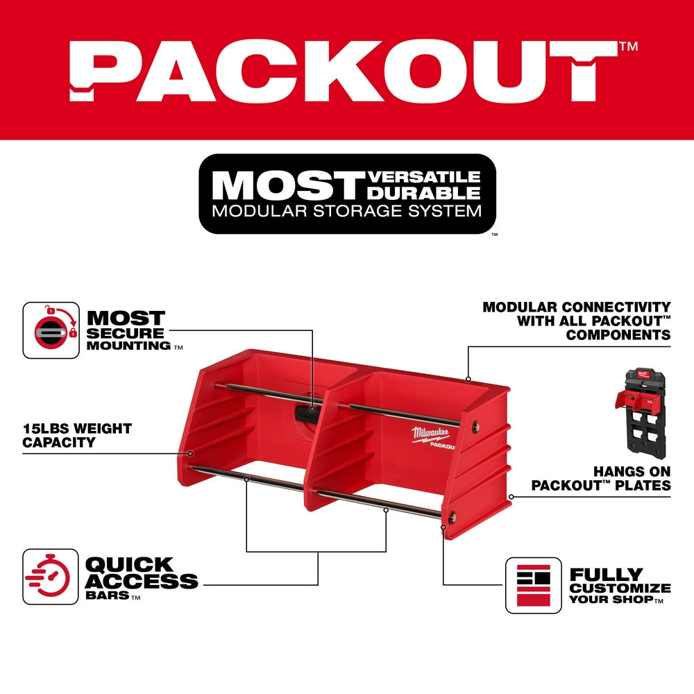 PACKOUT™ Tool Rack with feature highlights on a white background.