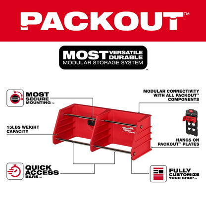PACKOUT™ Tool Rack with feature highlights on a white background.