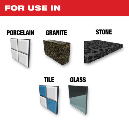 For use in Granite, Stone, Tile, Glass