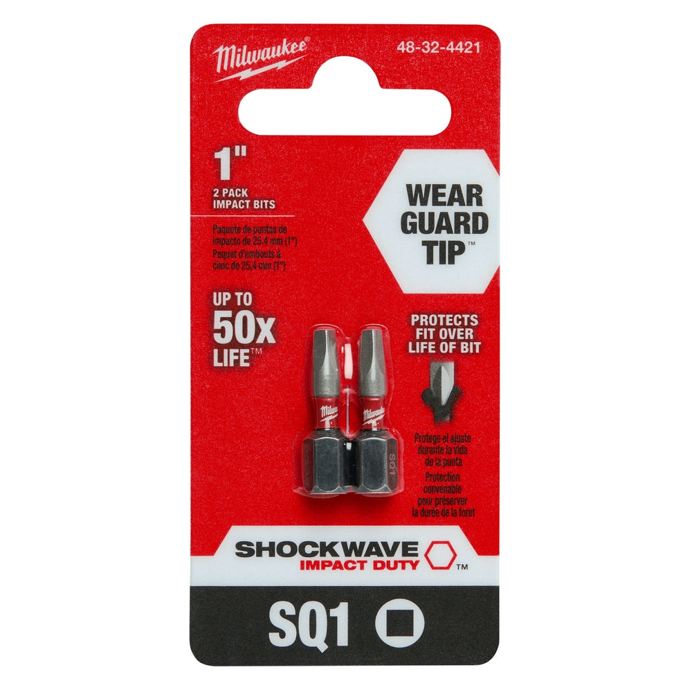SHOCKWAVE™ 1" Impact Duty Square Recess #1 Insert Bits (2 PK)