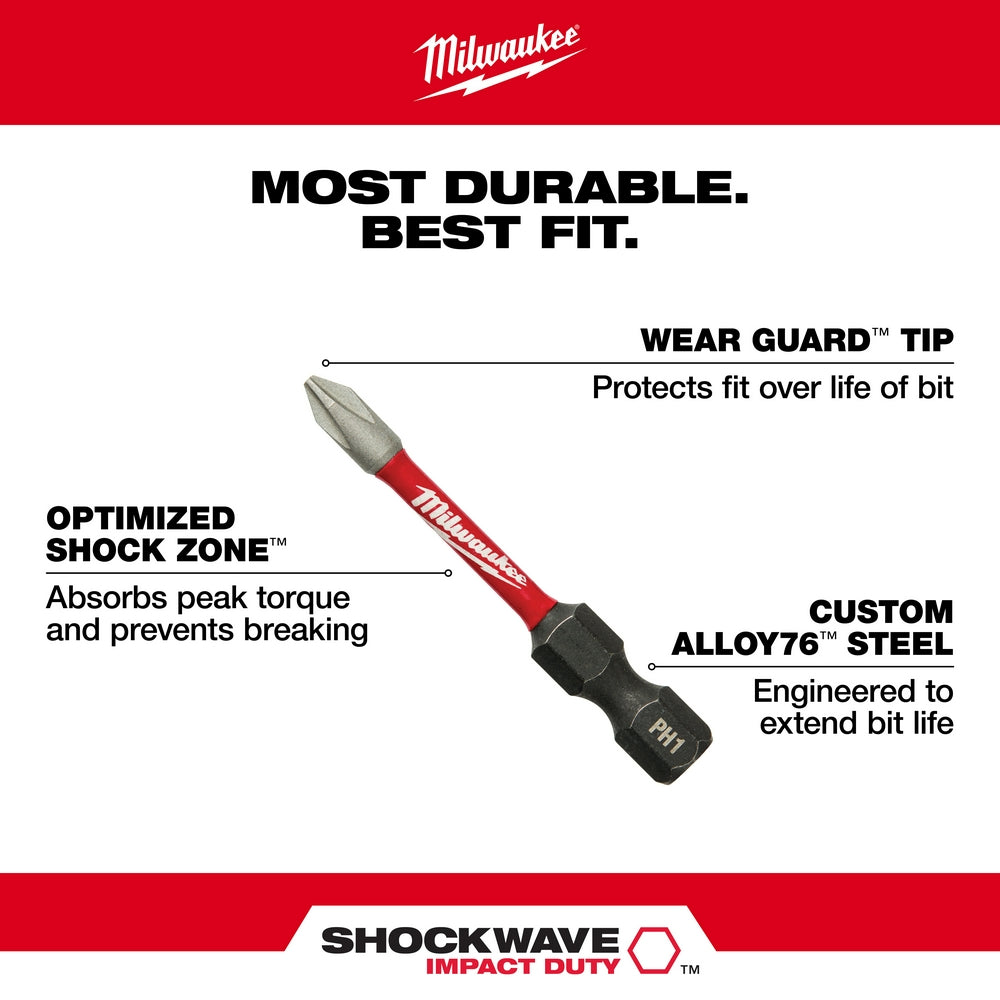 SHOCKWAVE™ 2" Impact Duty Square Recess #3 Power Bits (25 PK)