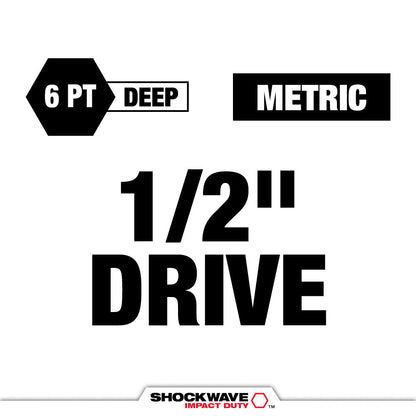 SHOCKWAVE™ Impact Duty Socket 1/2” Dr 16PC MM PACKOUT™ Set