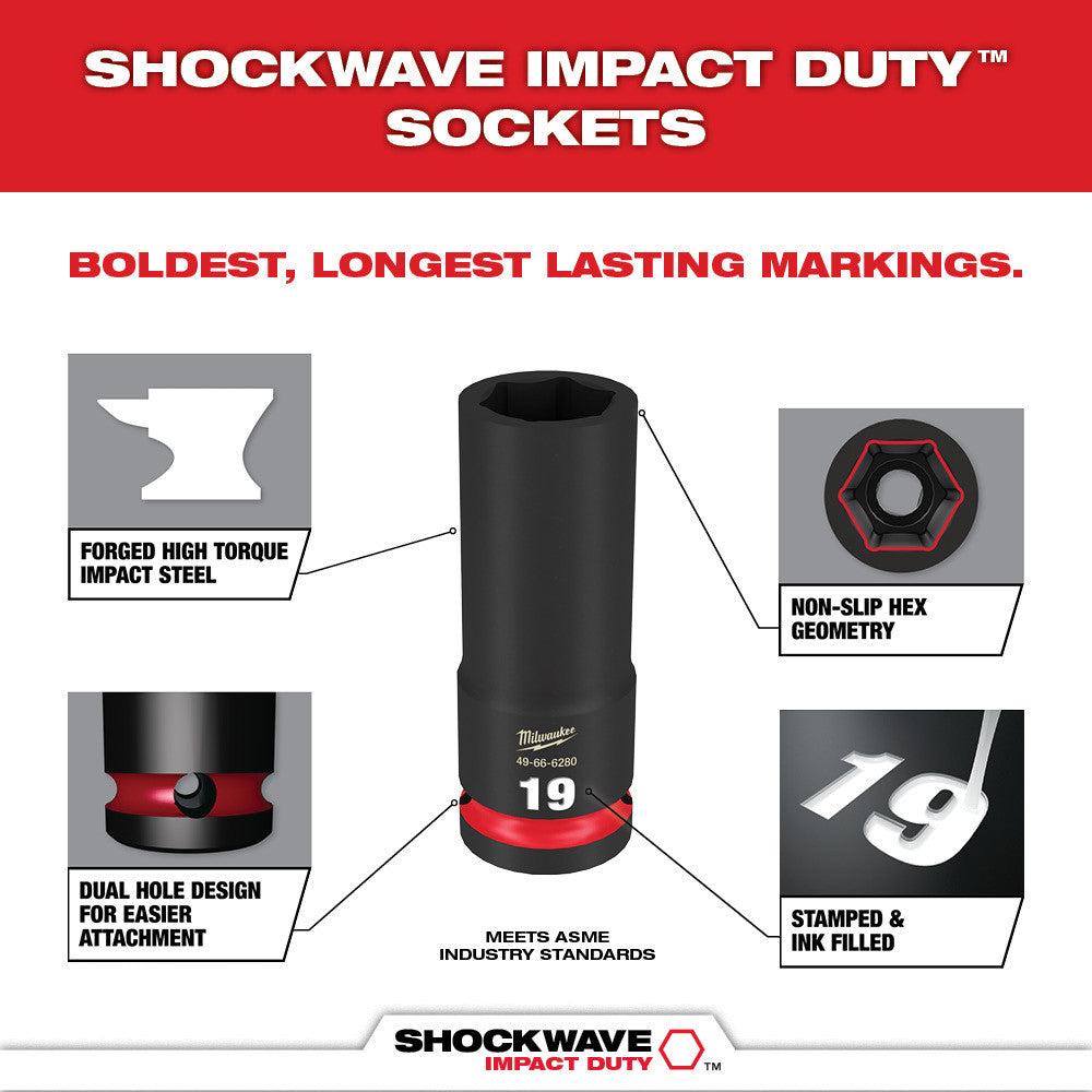 SHOCKWAVE™ Impact Duty Socket 3/8” Dr 19PC MM PACKOUT™ Set
