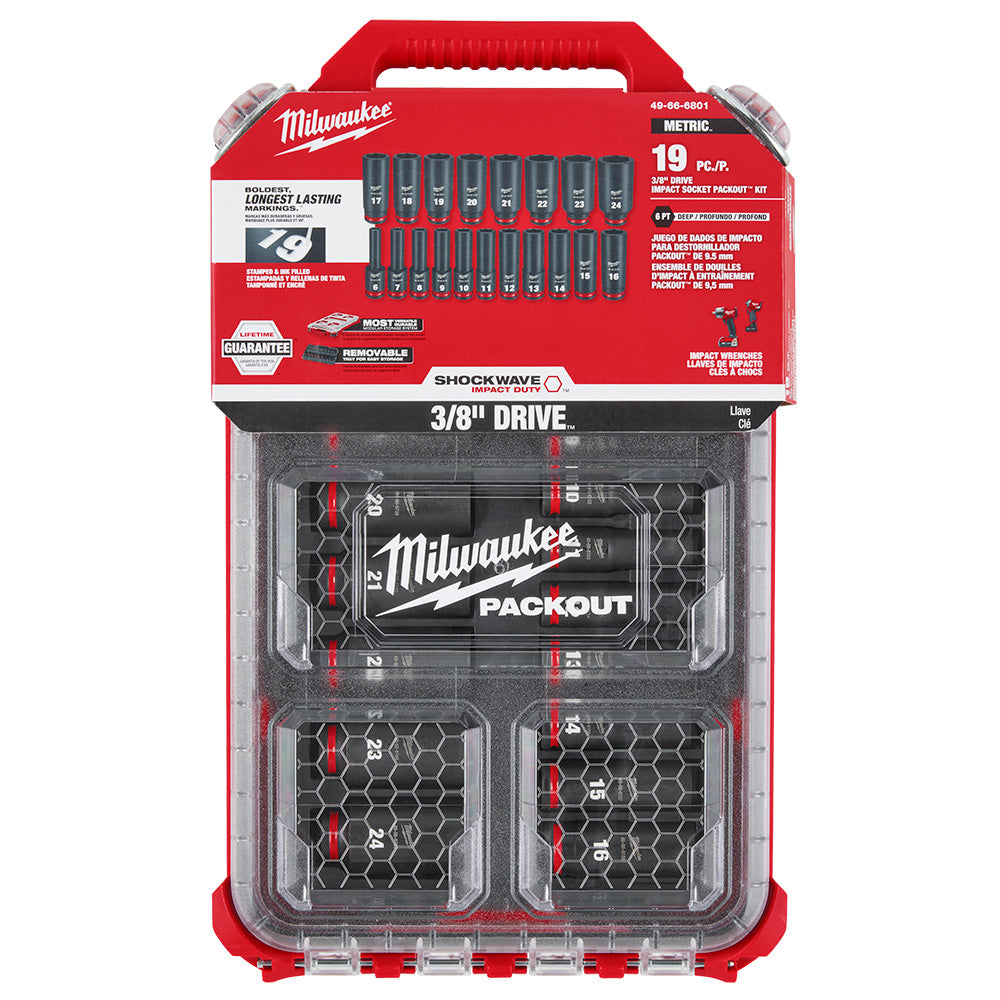 SHOCKWAVE™ Impact Duty Socket 3/8” Dr 19PC MM PACKOUT™ Set