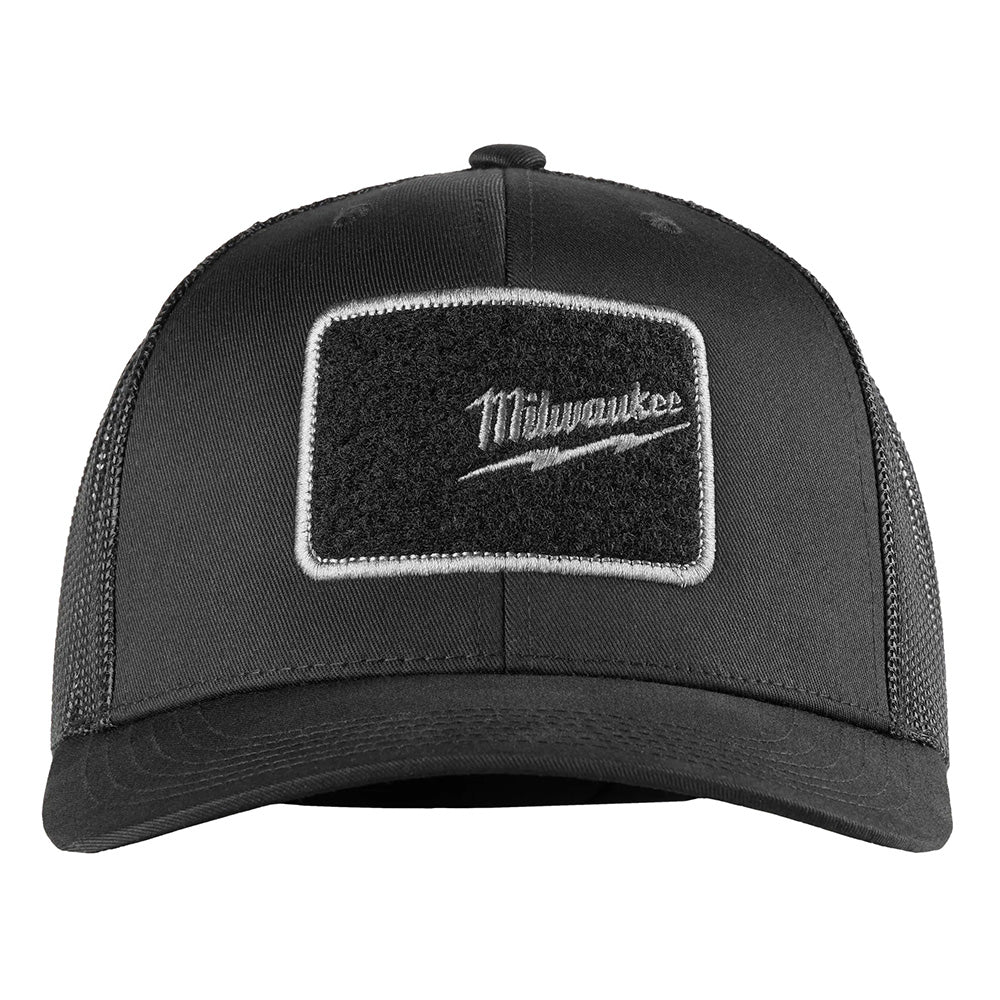 Black cap with Milwaukee logo on a white background