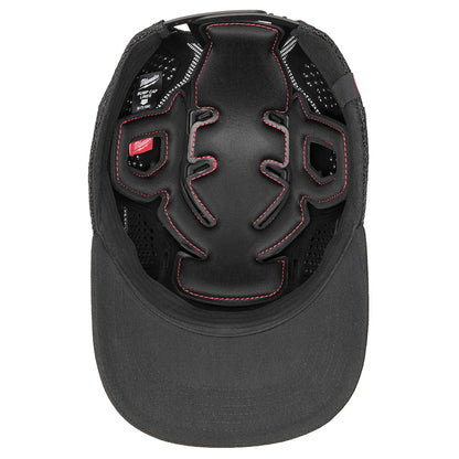 Black motorcycle helmet with red accents on a white background