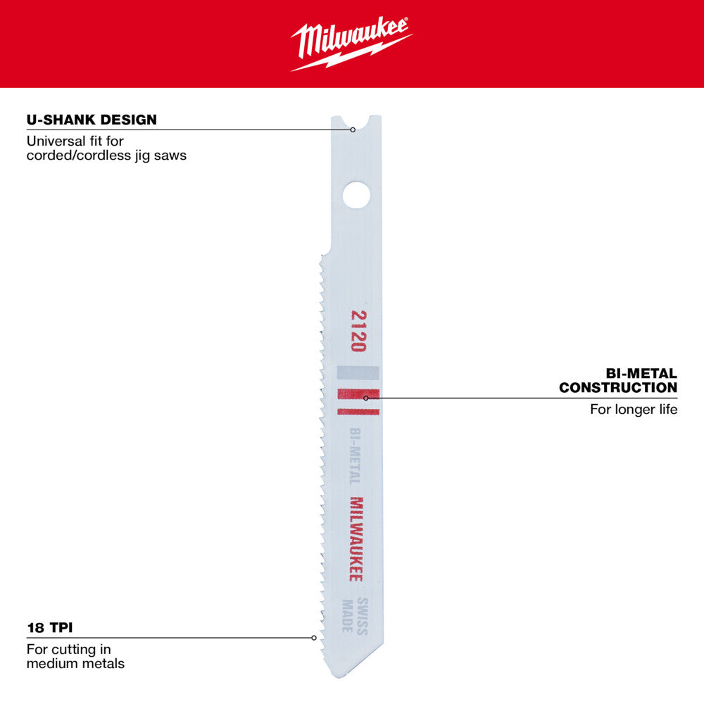 U-Shank Bi-Metal Jig Saw Blade Set - 5PC