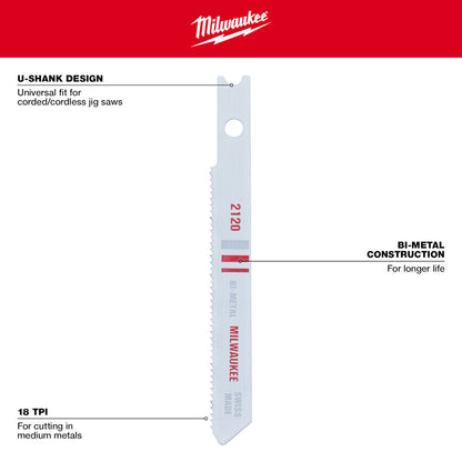 U-Shank Bi-Metal Jig Saw Blade Set - 5PC