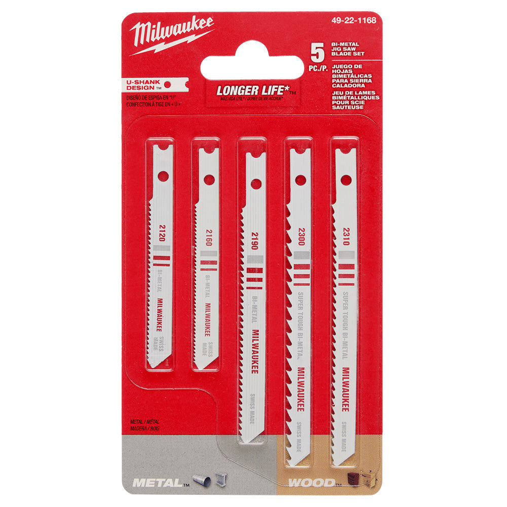 U-Shank Bi-Metal Jig Saw Blade Set - 5PC