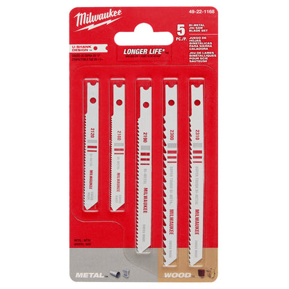 U-Shank Bi-Metal Jig Saw Blade Set - 5PC