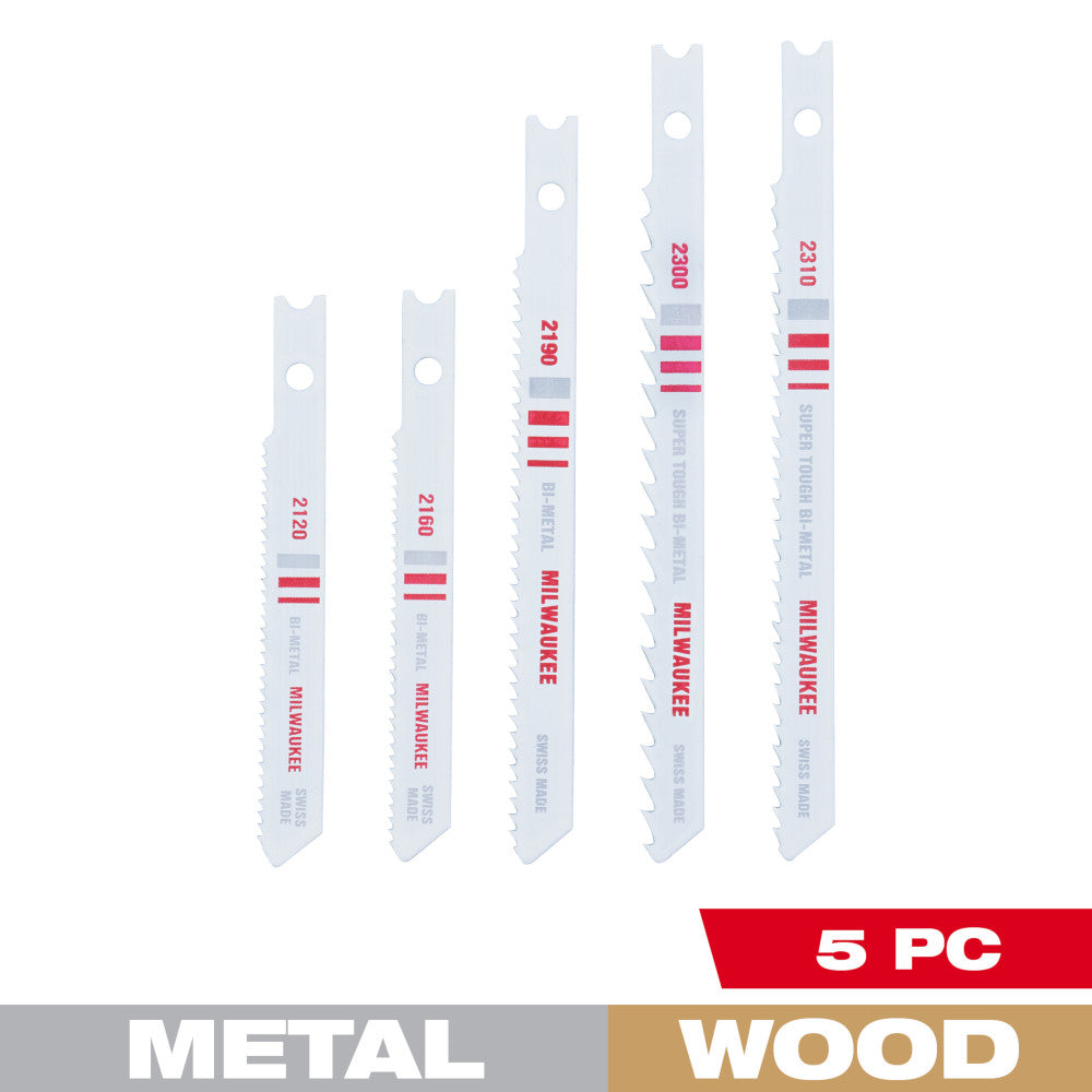U-Shank Bi-Metal Jig Saw Blade Set - 5PC